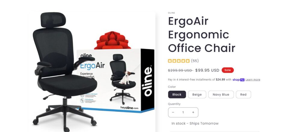 Melhores presentes de Natal para desenvolvedores — cadeira de escritório ergonômica com suporte lombar